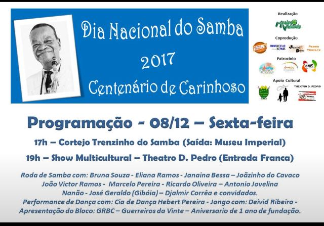 Evento em Petrópolis homenageia o samba e o centenário de Carinhoso