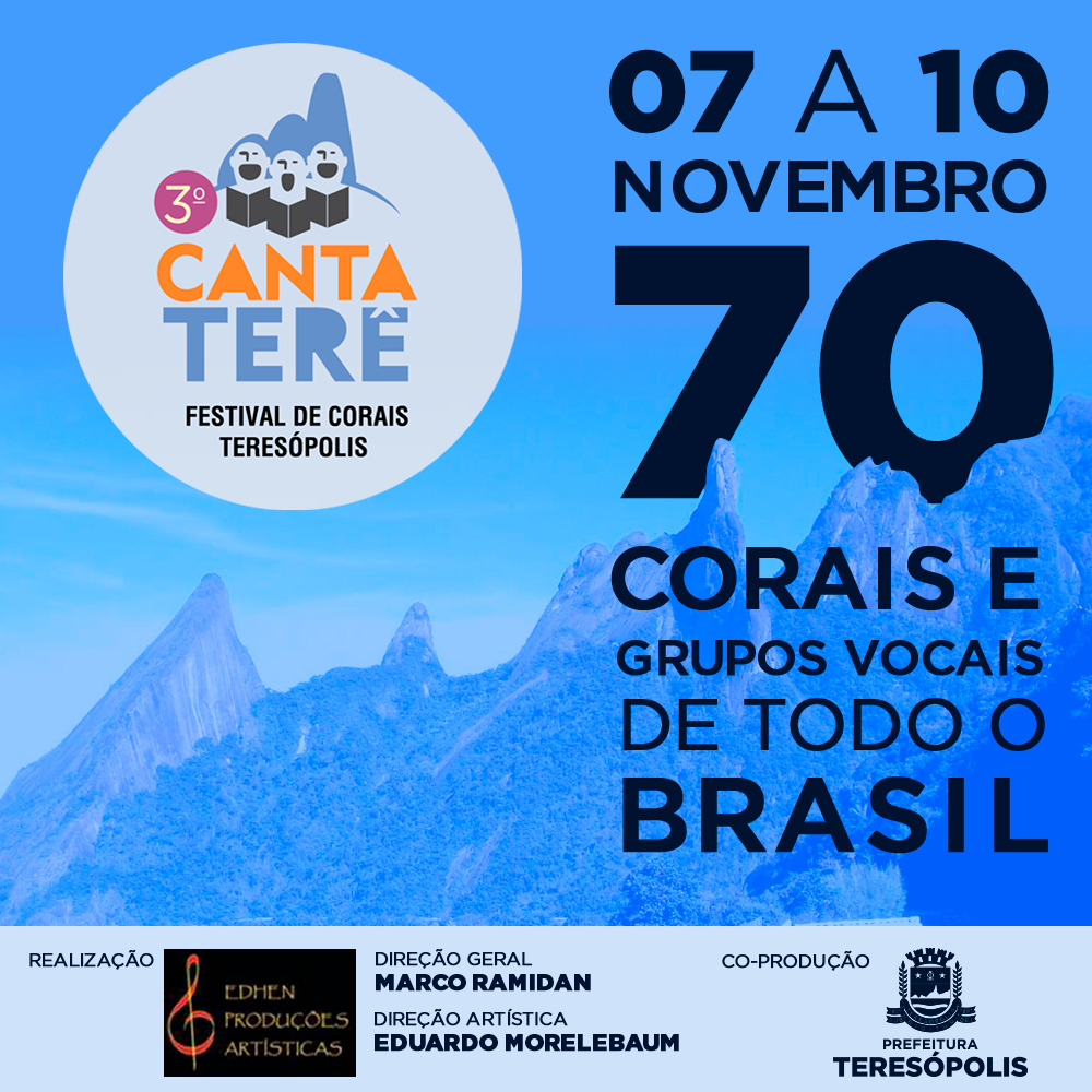 3ª Canta Terê vai reunir Corais de todo o país do dia 7 a 10 de novembro