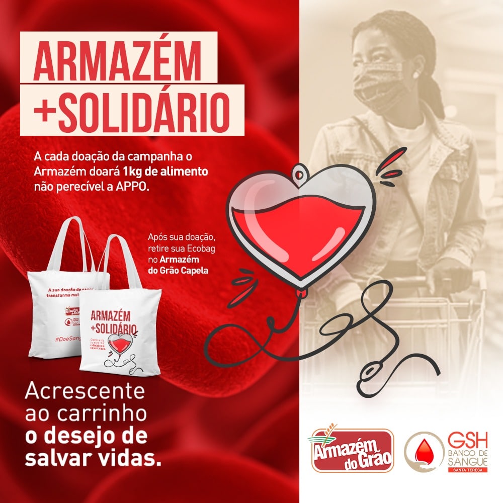 Banco de Sangue Santa Teresa e Armazém do Grão lançam campanha solidária