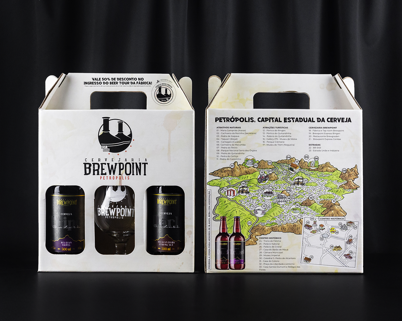 Brewpoint lança dupla belga em caixa com mapa estilizado de Petrópolis