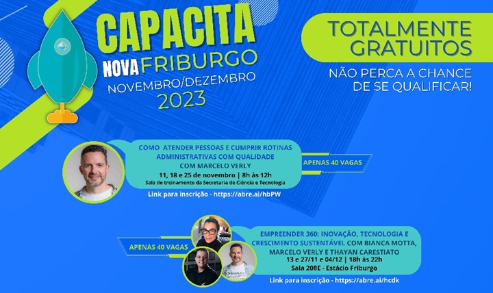 Oportunidade: novos cursos gratuitos neste mês de novembro em Nova Friburgo